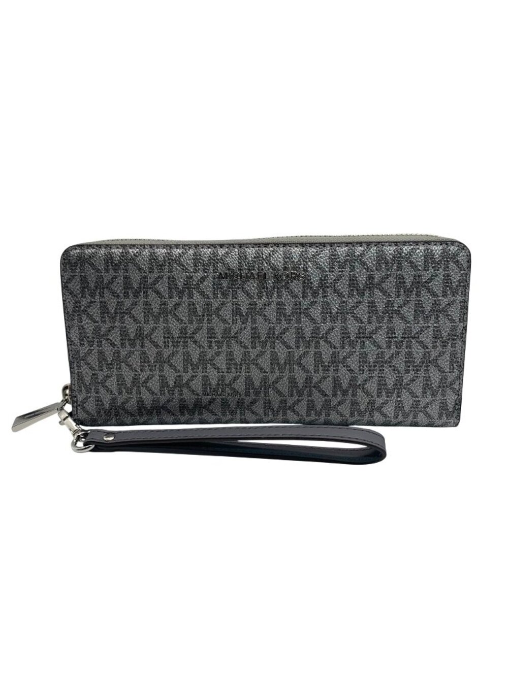 Michael Kors Dark Silver Monogram Jet Set Wristlet